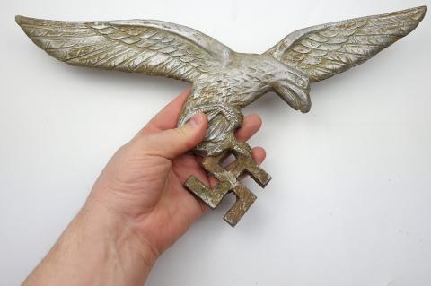 WW2 German Nazi large alminium LUFTWAFFE wall eagle with swastika