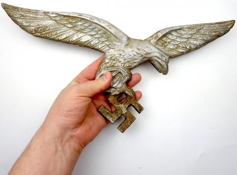 WW2 German Nazi large alminium LUFTWAFFE wall eagle with swastika