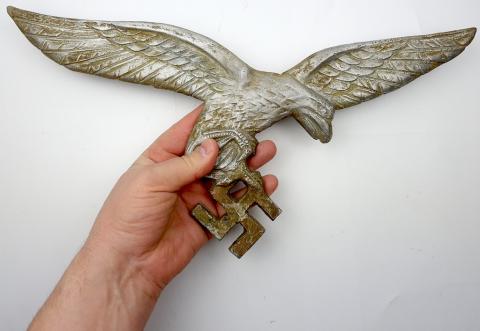 WW2 German Nazi large alminium LUFTWAFFE wall eagle with swastika