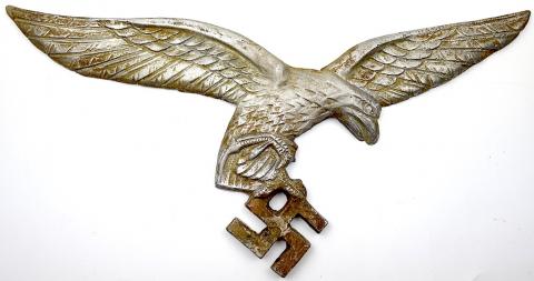 WW2 German Nazi large alminium LUFTWAFFE wall eagle with swastika