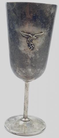 WW2 German Nazi large luftwaffe silverware wine cup marked reich eagle + rzm