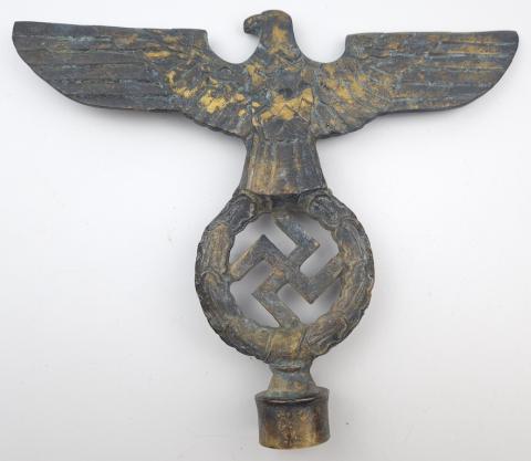 WW2 German Nazi Third Reich eagle pole top of flag marked original rzm for sale WW2 German Nazi Third Reich eagle pole top of flag marked original rzm for sale