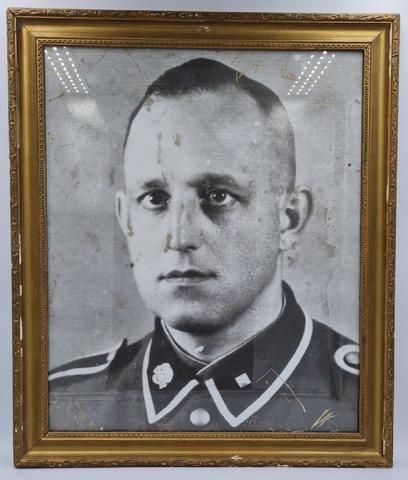 WW2 German Nazi LARGE waffen ss totenkopf skull collar tab portrait frame photo