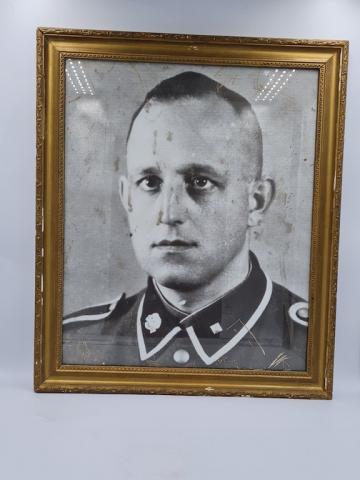 WW2 German Nazi LARGE waffen ss totenkopf skull collar tab portrait frame photo