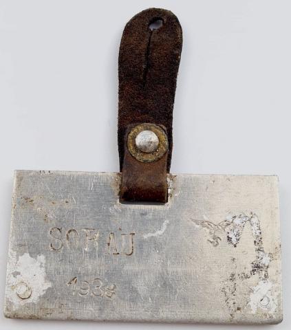 WW2 German Nazi LUFTWAFFE airport worker metal ID pass with lw eagle & Swastika
