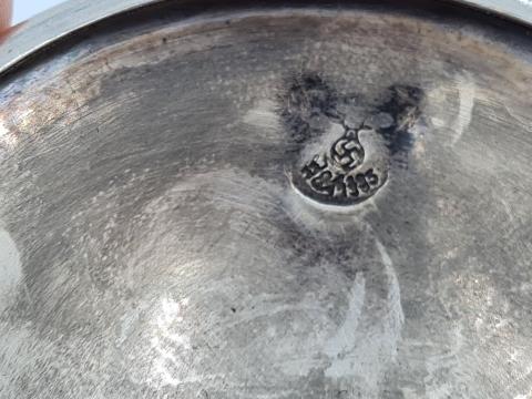 WW2 German nazi Luftwaffe silverware large wine cup marked RZM and third reich eagle WW2 German nazi Luftwaffe silverware large wine cup marked RZM and third reich eagle