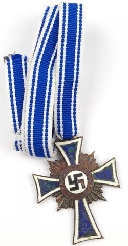 WW2 German Nazi mother cross medal award in bronze with ribbon