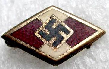 WW2 German Nazi nice enamel Hitler Youth membership pin by RZM M1/120 HJ DJ