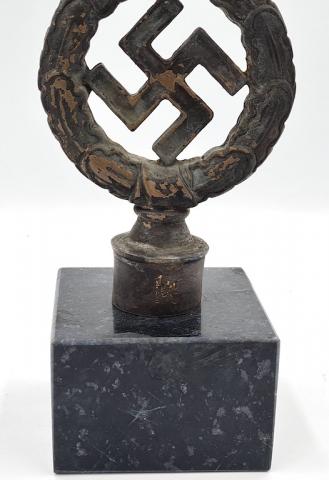 WW2 German Nazi nice large desktop marble base NSDAP eagle status with swastika, marked