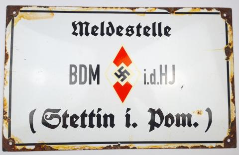 WW2 German Nazi nice large Hitler Youth division enamel wall sign HJ DJ Hitlerjugend