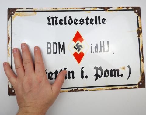WW2 German Nazi nice large Hitler Youth division enamel wall sign HJ DJ Hitlerjugend