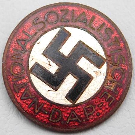 WW2 German Nazi nice NSDAP Adolf Hitler party pin enamel, by RZM, no back prong