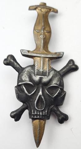 WW2 German Nazi nice waffen SS totenkopf skull pin with a dagger
