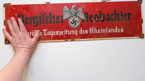 WW2 German Nazi nice wall metal sign from the gazette Völkischer Beobachter WW2 German Nazi nice wall metal sign from the gazette Völkischer Beobachter