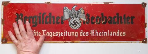 WW2 German Nazi nice wall metal sign from the gazette Völkischer Beobachter