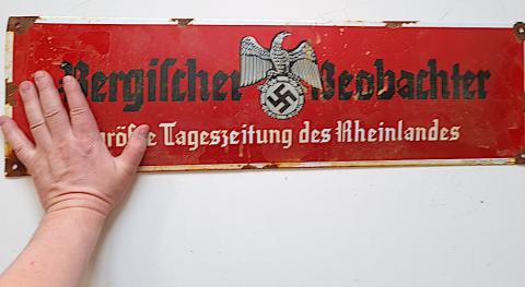 WW2 German Nazi nice wall metal sign from the gazette Völkischer Beobachter