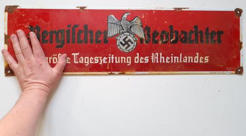 WW2 German Nazi nice wall metal sign from the gazette Völkischer Beobachter WW2 German Nazi nice wall metal sign from the gazette Völkischer Beobachter
