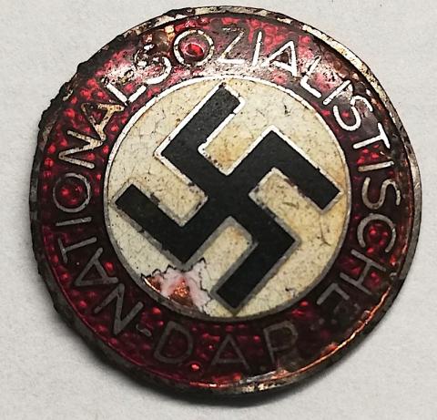 WW2 German Nazi NSDAP Third Reich party enamel membership pin by RZM relic found