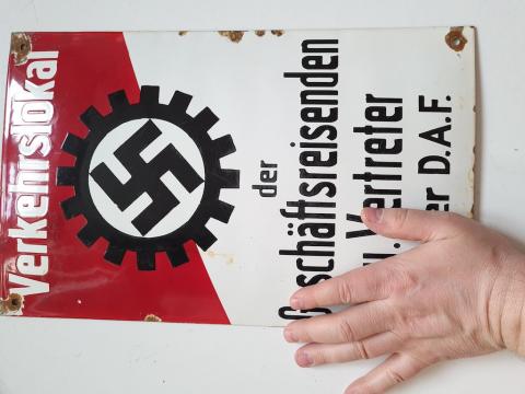 WW2 German Nazi RAD DAF Workers association of the Third Reich wall metal sign