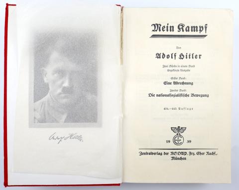 WW2 GERMAN NAZI RARE ADOLF HITLER MEIN KAMPF BOOK ANNIVERSARY EDITION 1939 - dedicated stamped and signed
