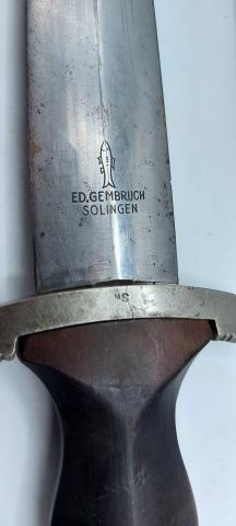 WW2 GERMAN EARLY M33 SS DAGGER Ed. Gembruch Solingen honor himmler rohm