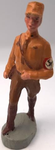 WW2 GERMAN NAZI RARE ELASTOLIN THIRD REICH BROWN SHIRT SA FIGURINE 1930s war toy