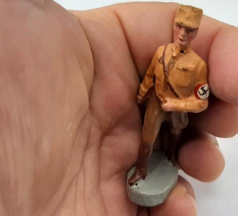 WW2 GERMAN NAZI RARE ELASTOLIN THIRD REICH BROWN SHIRT SA FIGURINE 1930s war toy
