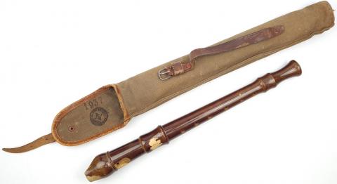 WW2 German Nazi rare H.J Original branded mahogany flute hitler youth in etui stamped