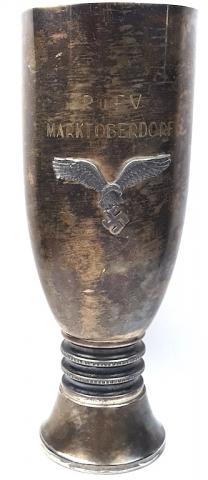 WW2 German Nazi RARE Luftwaffe commemorative silverware large cup with reich Eagle and markings