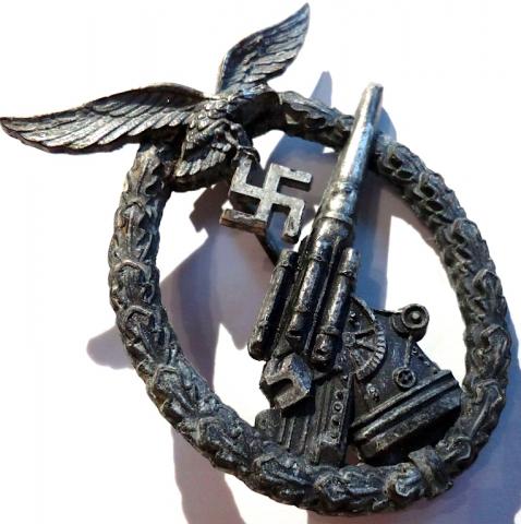WW2 German Nazi rare Luftwaffe flak medal badge award marked W.H Flak-Kampfabzeichen