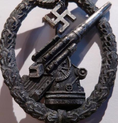 WW2 German Nazi rare Luftwaffe flak medal badge award marked W.H Flak-Kampfabzeichen