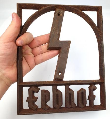 WW2 GERMAN NAZI AGRICULTURE original plate WAFFEN SS METAL SIGN ERBHOF SS FORCED LABOUR