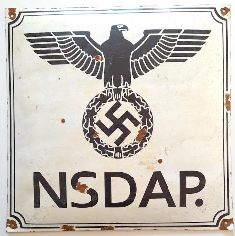 Ww2 German Nazi RARE Third Reich Fuhrer admin building NSDAP wall enamel sign original militaria