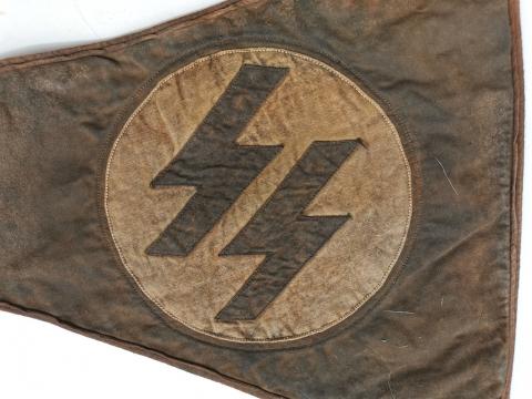 WW2 German Nazi RARE Waffen SS car flag pennant one side with attachs