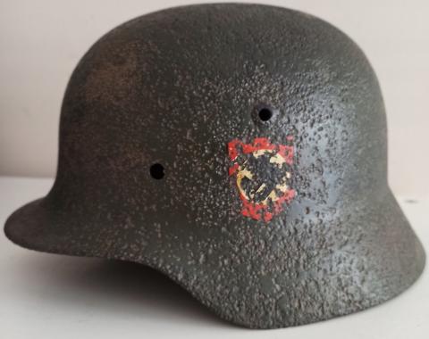 WW2 German Nazi RARE Waffen SS M35 double decals helmet shell battlefield found