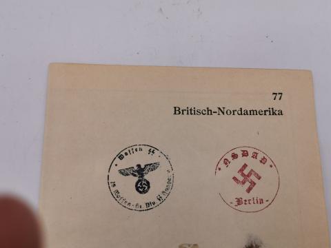 WW2 German Nazi rare Waffen SS sealed, stamped map from a UK location