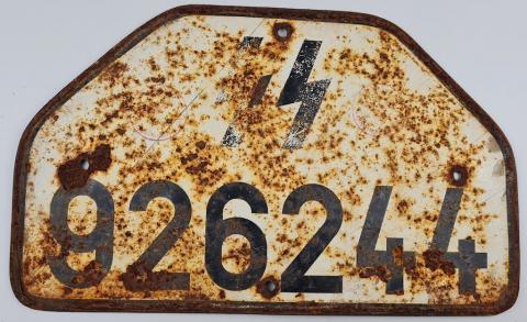 Ww2 German Nazi RARE Waffen SS troops truck or tank panzer licence plate