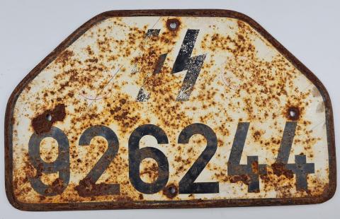 Ww2 German Nazi RARE Waffen SS troops truck or tank panzer licence plate