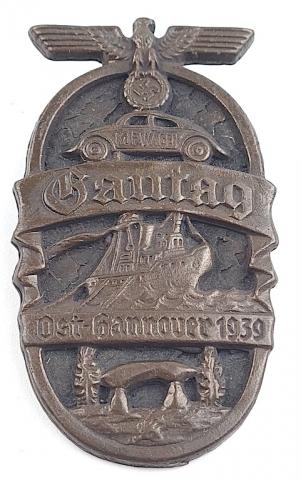 WW2 German Nazi Third Reich badge Gautag Ost-Hannover 1939 KdF-Wagen + original box of issue