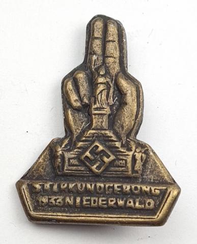 WW2 German Nazi Third Reich early Badge Saar rally 1933 Niederwald Saarkundgebung