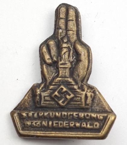 WW2 German Nazi Third Reich early Badge Saar rally 1933 Niederwald Saarkundgebung