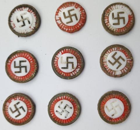 WW2 German Nazi Third Reich NSDAP glass Winterhilfe tokens with swastika lot of 9 WW2 German Nazi Third Reich NSDAP glass Winterhilfe tokens with swastika lot of 9