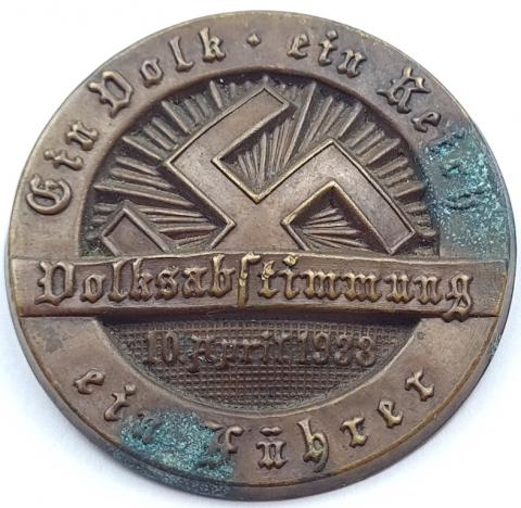 WW2 German NAzi Third Reich NSDAP patriotic badge pin 1938 with swastika