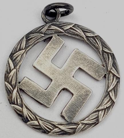 WW2 German Nazi Third Reich partisan Silver 800 marked Swastika Pendant