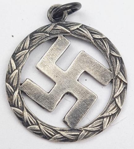 WW2 German Nazi Third Reich partisan Silver 800 marked Swastika Pendant