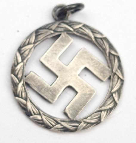 WW2 German Nazi Third Reich partisan Silver 800 marked Swastika Pendant