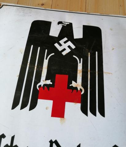WW2 German Nazi Third Reich Red Cross DRK Medical enamel sign with third reich Eagle & Swastika