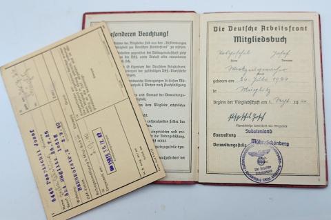 WW2 German Nazi Third Reich worker RAD DAF labour carnet book with many stamps and entries