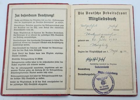 WW2 German Nazi Third Reich worker RAD DAF labour carnet book with many stamps and entries