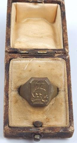 Ww2 German Nazi UNIQUE Waffen SS totenkopf skull ring in original jeweler case